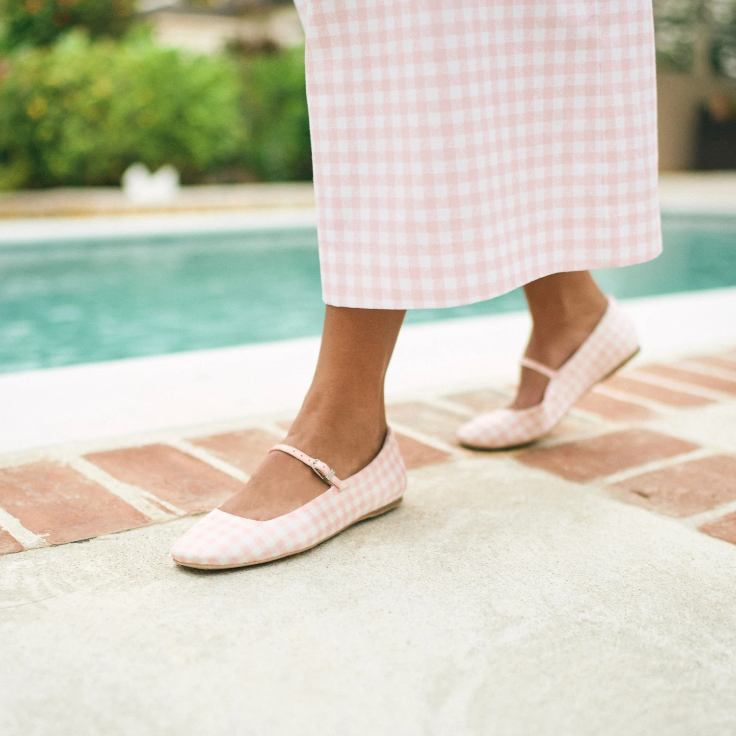 REYES X BYRDIE GOLF BALLET FLATS PINK PLAID GINGHAM(Reyes X Byrdie Golf Ballet Flats Pink Plaid Gingham) 2 REYES X BYRDIE GOLF BALLET FLATS PINK PLAID GINGHAM(Reyes X Byrdie Golf Ballet Flats Pink Plaid Gingham) - Image 2