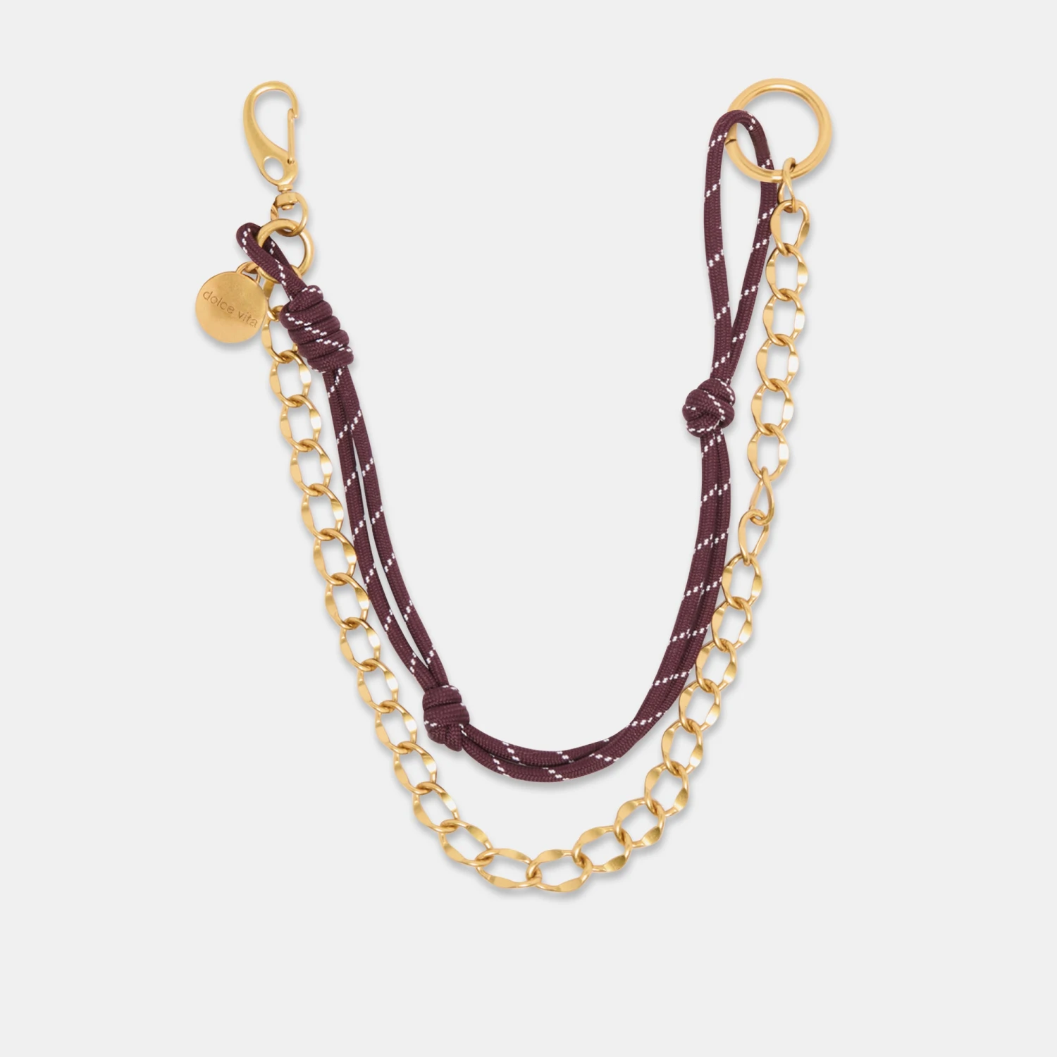 ROPE + CHAIN BAG CHARM BURGUNDY MULTI(Rope And Chain Bag Charm Burgundy Multi) 1 ROPE + CHAIN BAG CHARM BURGUNDY MULTI(Rope And Chain Bag Charm Burgundy Multi)