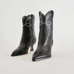 ANGEL BOOTIES BLACK WHITE LEATHER(Angel Booties Black White Leather) 15 ANGEL BOOTIES BLACK WHITE LEATHER(Angel Booties Black White Leather) -Dolce Vita DOLCEVITA BOOTIES ANGEL BLACKLEATHER DETAILS 02