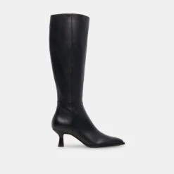 AUGGIE WIDE CALF BOOTS BLACK LEATHER(Auggie Wide Calf Boots Black Leather)