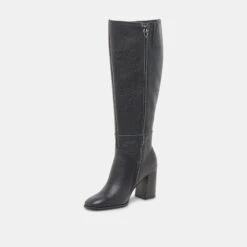 Dolce Vita FYNN WIDE CALF BOOTS ONYX LEATHER(Fynn Wide Calf Boots Onyx Leather) -Dolce Vita DOLCEVITA BOOTS FYNNEXTRAWIDECALF ONYXLEATHER 01