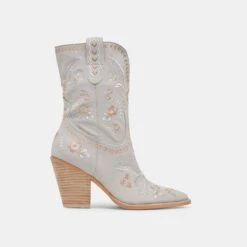 JESSEY FLORAL BOOTS LIGHT BLUE NUBUCK(Jessey Floral Boots Light Blue Nubuck)
