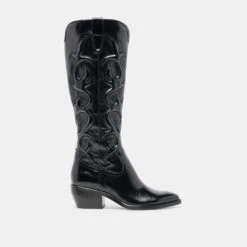 MIRLA WIDE CALF BOOTS BLACK LEATHER(Mirla Wide Calf Boots Black Leather)