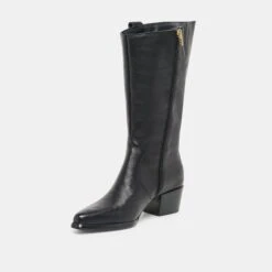 VERN WIDE CALF BOOTS BLACK LEATHER(Vern Wide Calf Boots Black Leather) -Dolce Vita DOLCEVITA BOOTS VERNWC BLACKLEATHER 01 2