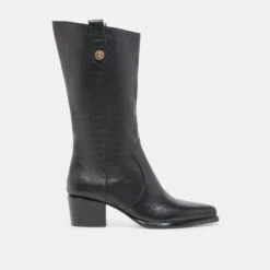 VERN WIDE CALF BOOTS BLACK LEATHER(Vern Wide Calf Boots Black Leather)