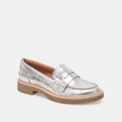 Dolce Vita ARABEL LOAFERS SILVER DISTRESSED LEATHER(Arabel Loafers Silver Distressed Leather) -Dolce Vita DOLCEVITA FLATS ARABEL SILVERDISTRESSEDLEATHER 01