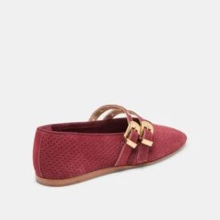 BAYLEE GROMMET BALLET FLATS OXBLOOD PERFORATED SUEDE(Baylee Grommet Ballet Flats Oxblood Perforated Suede) -Dolce Vita DOLCEVITA FLATS BAYLEEGROMMET OXBLOODPERFORATEDSUEDE 03