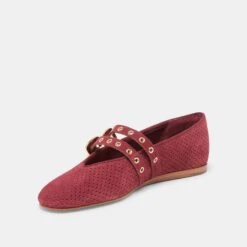 BAYLEE GROMMET BALLET FLATS OXBLOOD PERFORATED SUEDE(Baylee Grommet Ballet Flats Oxblood Perforated Suede) -Dolce Vita DOLCEVITA FLATS BAYLEEGROMMET OXBLOODPERFORATEDSUEDE 09