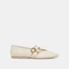 BAYLEE WIDE BALLET FLATS IVORY LEATHER(Baylee Wide Ballet Flats Ivory Leather)