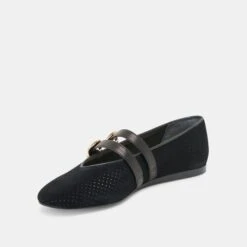 BAYLEE BALLET FLATS ONYX PERFORATED SUEDE(Baylee Ballet Flats Onyx Perforated Suede) -Dolce Vita DOLCEVITA FLATS BAYLEE ONYXPERFORATEDSUEDE 08