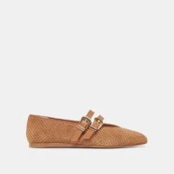 BAYLEE WIDE BALLETS FLATS PECAN PERFORATED SUEDE(Baylee Wide Ballet Flats Pecan Perforated Suede)