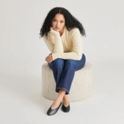 BRAIDY BALLET FLATS BLACK LEATHER(Braidy Ballet Flats Black Leather) -Dolce Vita DOLCEVITA FLATS BRAIDY BLACKLEATHER ONFOOT 03