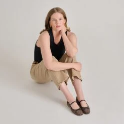 CADEL BALLET FLATS DK LEOPARD MESH(Cadel Ballet Flats Dk Leopard Mesh) -Dolce Vita DOLCEVITA FLATS CADEL DKLEOPARDMESH ONFOOT 01