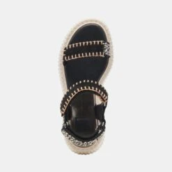 Dolce Vita DEBRA SANDALS BLACK WHITE NUBUCK(Debra Sandals Black White Nubuck) -Dolce Vita DOLCEVITA FLATS DEBRA BLACK WHITENUBUCK 06