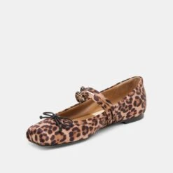 GIBSEN BALLET FLATS DK LEOPARD SATIN(Gibsen Ballet Flats Dk Leopard Satin) -Dolce Vita DOLCEVITA FLATS GIBSEN DKLEOPARDSATIN 08
