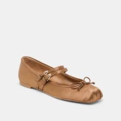 GIBSEN BALLET FLATS MID BROWN SATIN(Gibsen Ballet Flats Mid Brown Satin) 16 GIBSEN BALLET FLATS MID BROWN SATIN(Gibsen Ballet Flats Mid Brown Satin) -Dolce Vita DOLCEVITA FLATS GIBSEN MIDBROWNSATIN 01