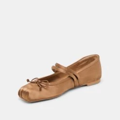 GIBSEN BALLET FLATS MID BROWN SATIN(Gibsen Ballet Flats Mid Brown Satin) 20 GIBSEN BALLET FLATS MID BROWN SATIN(Gibsen Ballet Flats Mid Brown Satin) -Dolce Vita DOLCEVITA FLATS GIBSEN MIDBROWNSATIN 08