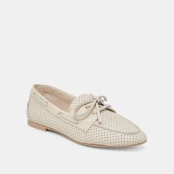 LAKIN LOAFERS IVORY PERFORATED LEATHER(Lakin Loafers Ivory Perforated Leather) -Dolce Vita DOLCEVITA FLATS LAKIN IVORYPERFORATEDLEATHER 01