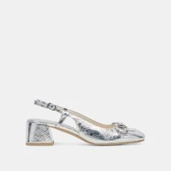MELLI HEELS SILVER DISTRESSED LEATHER(Melli Heels Silver Distressed Leather)