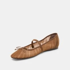 RAEVEN BALLET FLATS MID BROWN TULLE(Raeven Ballet Flats Mid Brown Tulle) -Dolce Vita DOLCEVITA FLATS RAEVEN MIDBROWNTULLE 08