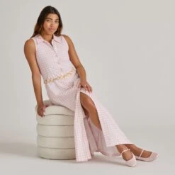 REYES X BYRDIE GOLF BALLET FLATS PINK PLAID GINGHAM(Reyes X Byrdie Golf Ballet Flats Pink Plaid Gingham) 19 REYES X BYRDIE GOLF BALLET FLATS PINK PLAID GINGHAM(Reyes X Byrdie Golf Ballet Flats Pink Plaid Gingham) -Dolce Vita DOLCEVITA FLATS REYESBYRDIES PINKPLAID ONFOOT 06