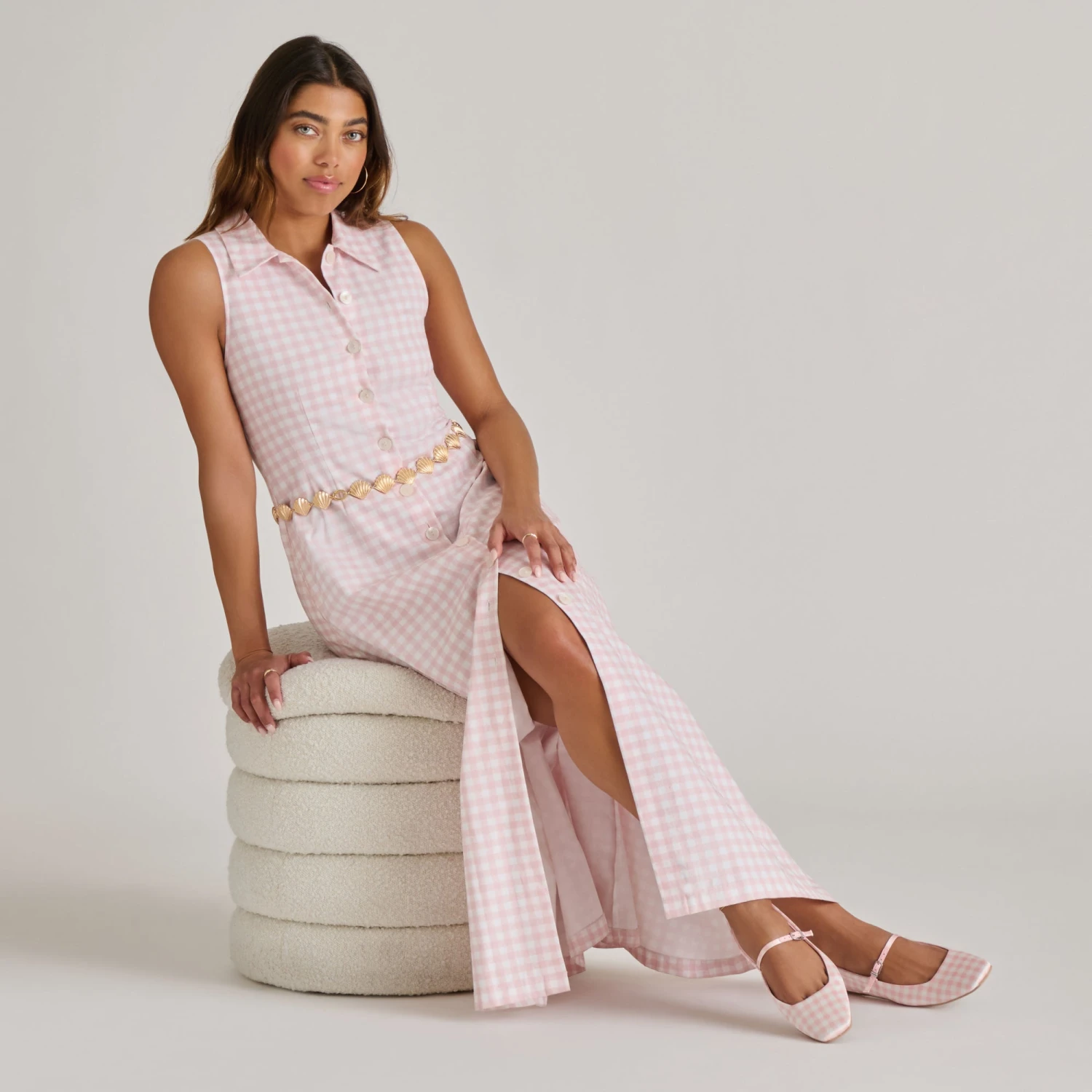 REYES X BYRDIE GOLF BALLET FLATS PINK PLAID GINGHAM(Reyes X Byrdie Golf Ballet Flats Pink Plaid Gingham) 5 REYES X BYRDIE GOLF BALLET FLATS PINK PLAID GINGHAM(Reyes X Byrdie Golf Ballet Flats Pink Plaid Gingham) - Image 5