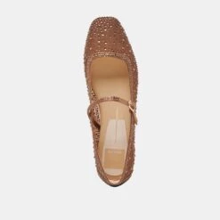 REYES CRYSTAL BALLET FLATS MID BROWN MESH(Reyes Crystal Ballet Flats Mid Brown Mesh) -Dolce Vita DOLCEVITA FLATS REYESCRYSTAL MIDBROWNMESH 06