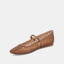 REYES CRYSTAL BALLET FLATS MID BROWN MESH(Reyes Crystal Ballet Flats Mid Brown Mesh) -Dolce Vita DOLCEVITA FLATS REYESCRYSTAL MIDBROWNMESH 08