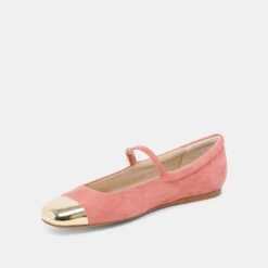 REYES TOE CAP BALLET FLATS CORAL SUEDE(Reyes Toe Cap Ballet Flats Coral Suede) 12 REYES TOE CAP BALLET FLATS CORAL SUEDE(Reyes Toe Cap Ballet Flats Coral Suede) -Dolce Vita DOLCEVITA FLATS REYES TOE CAP CORAL SUEDE 08
