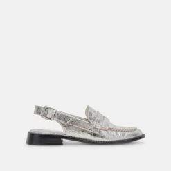 HARDI WIDE LOAFERS SILVER CRACKLED LEATHER - Re:vita(Hardi Wide Loafers Silver Crackled Leather Resale)