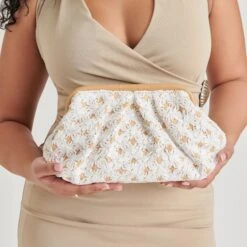 FIORE CLUTCH EMBROIDERED NATURAL RAFFIA(Fiore Clutch Embroidered Natural Raffia) -Dolce Vita DOLCEVITA HANDBAGS FIORE NATURAL 03 3