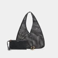 MISSIE TOTE BLACK RAFFIA MESH(Missie Tote Black Raffia Mesh) -Dolce Vita DOLCEVITA HANDBAGS MISSIE M BLACK 1