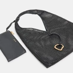 MISSIE TOTE BLACK RAFFIA MESH(Missie Tote Black Raffia Mesh) -Dolce Vita DOLCEVITA HANDBAGS MISSIE M BLACK 3