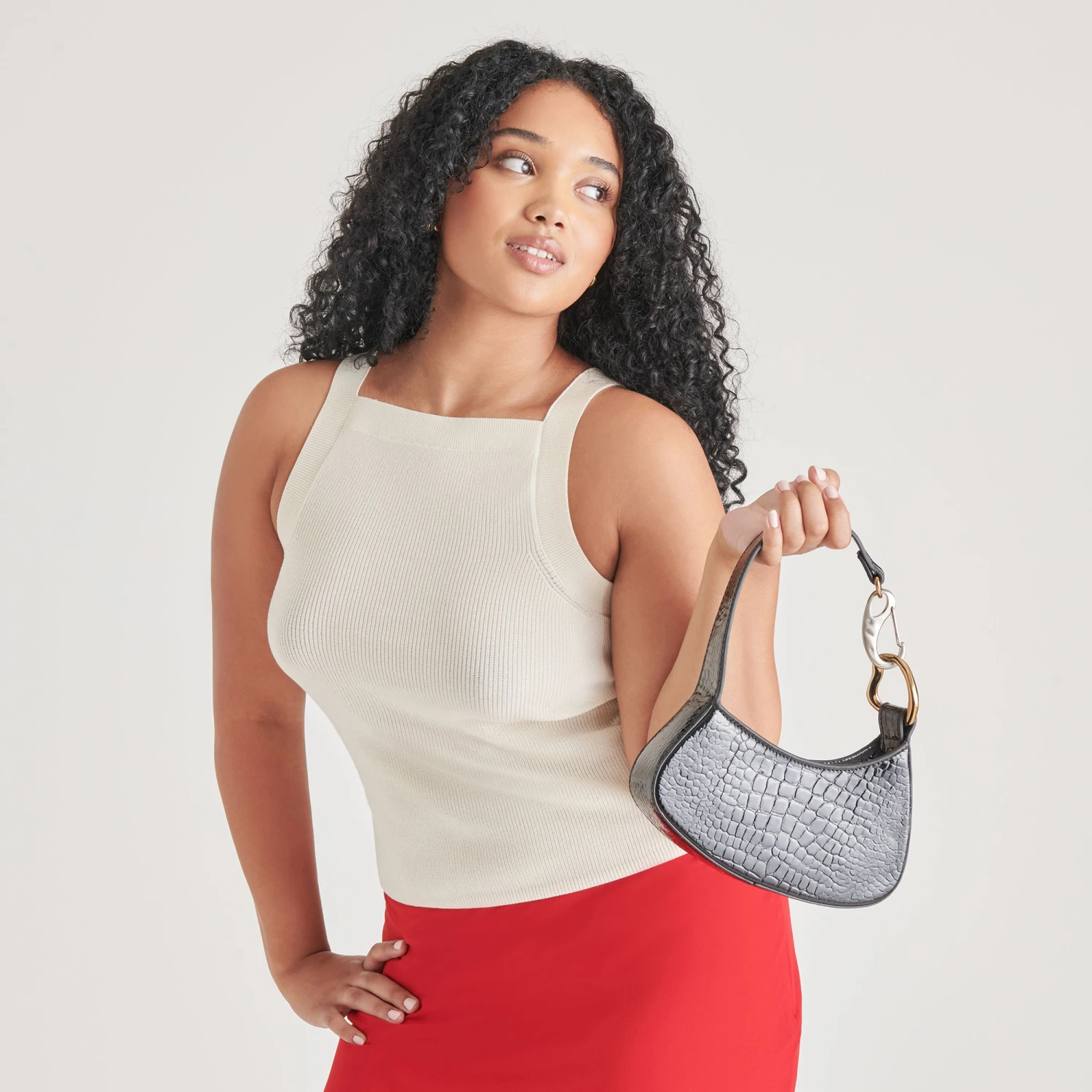 SILVIE SHOULDER BAG BLACK CROCO STELLA(Silvie Shoulder Bag Black Croco Stella) 2 SILVIE SHOULDER BAG BLACK CROCO STELLA(Silvie Shoulder Bag Black Croco Stella) - Image 2