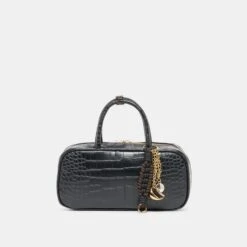 FLYN HANDBAG BLACK CROCO STELLA(Flyn Handbag Black Croco Stella)