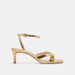 BECKI HEELS GOLD DISTRESSED LEATHER(Becki Heels Gold Distressed Leather)