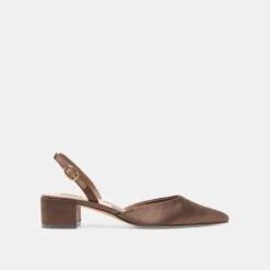 CAREL HEELS DK BROWN SATIN(Carel Heels Dk Brown Satin)
