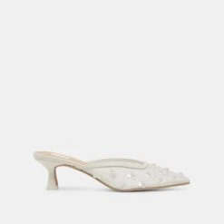 CLARA PEARL HEELS TRUE WHITE DAISY MESH(Clara Pearl Heels True White Daisy Mesh)