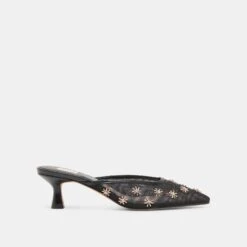 CLARA WIDE HEELS BLACK MESH(Clara Wide Heels Black Mesh)