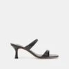 GENORA WIDE HEELS BLACK LEATHER(Genora Wide Heels Black Leather)
