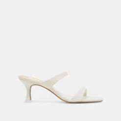 GENORA WIDE HEELS WHITE LEATHER(Genora Wide Heels White Leather)