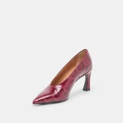 MIDGE HEELS BURGUNDY CROCO EMBOSSED LEATHER(Midge Heels Burgundy Croco Embossed Leather) -Dolce Vita DOLCEVITA HEELS MIDGE BURGUNDYCROCOEMBOSSEDLEATHER 09