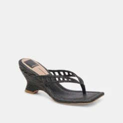 NULLAH WEDGES ONYX RAFFIA(Nullah Wedges Onyx Raffia) -Dolce Vita DOLCEVITA HEELS NULLAH ONYXRAFFIA 01