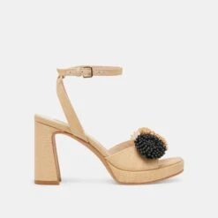 OLIVEA HEELS BLACK NATURAL RAFFIA(Olivea Heels Black Natural Raffia)