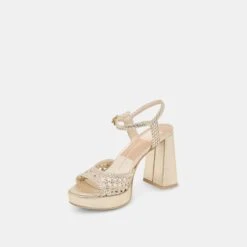 PEYTEN HEELS LIGHT GOLD WOVEN STELLA(Peyten Heels Light Gold Woven Stella) -Dolce Vita DOLCEVITA HEELS PEYTEN LIGHTGOLDWOVENSTELLA 08