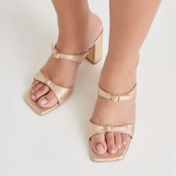 SHANE HEELS GOLD METALLIC LEATHER(Shane Heels Gold Metallic Leather) -Dolce Vita DOLCEVITA HEELS SHANE GOLDMETALLICLEATHER ONFOOT 02 1