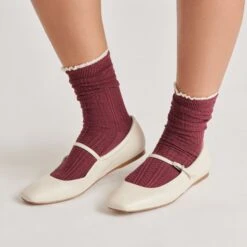 PRAIRIE SOCKS 2 PACK BLACK BURGUNDY(Prairie Sock 2 Pack Black Burgundy) -Dolce Vita DOLCEVITA HOISERY SOCKS ONFOOT 13