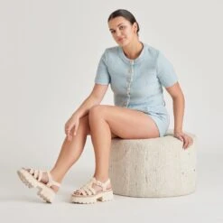 LATICE SANDALS OATMEAL KNIT(Latice Sandals Oatmeal Knit) -Dolce Vita DOLCEVITA SANDALS LATICE OATMEALKNIT ONFOOT 01