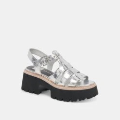 LATICE SANDALS SILVER DISTRESSED LEATHER(Latice Sandals Silver Distressed Leather) -Dolce Vita DOLCEVITA SANDALS LATICE SILVERDISTRESSEDLEATHER 01