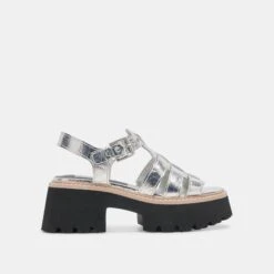 LATICE SANDALS SILVER DISTRESSED LEATHER(Latice Sandals Silver Distressed Leather)